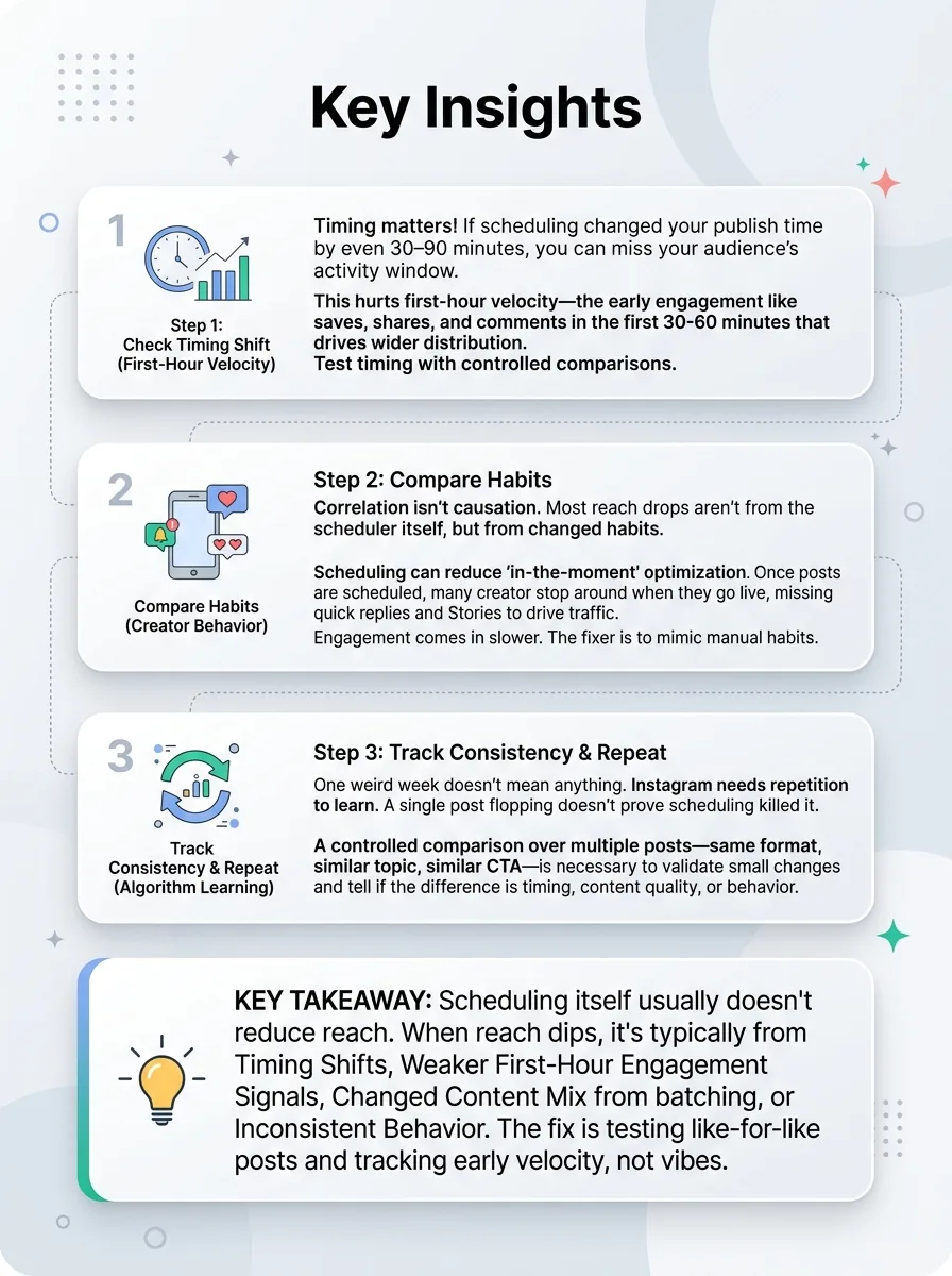 Does scheduling Instagram posts reduce reach? 3-step check