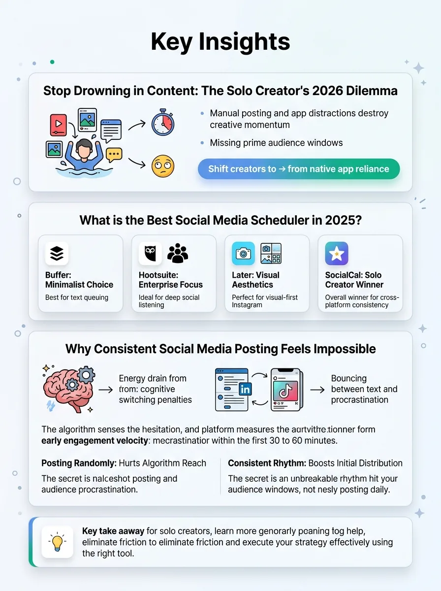 SocialCal features overview infographic
